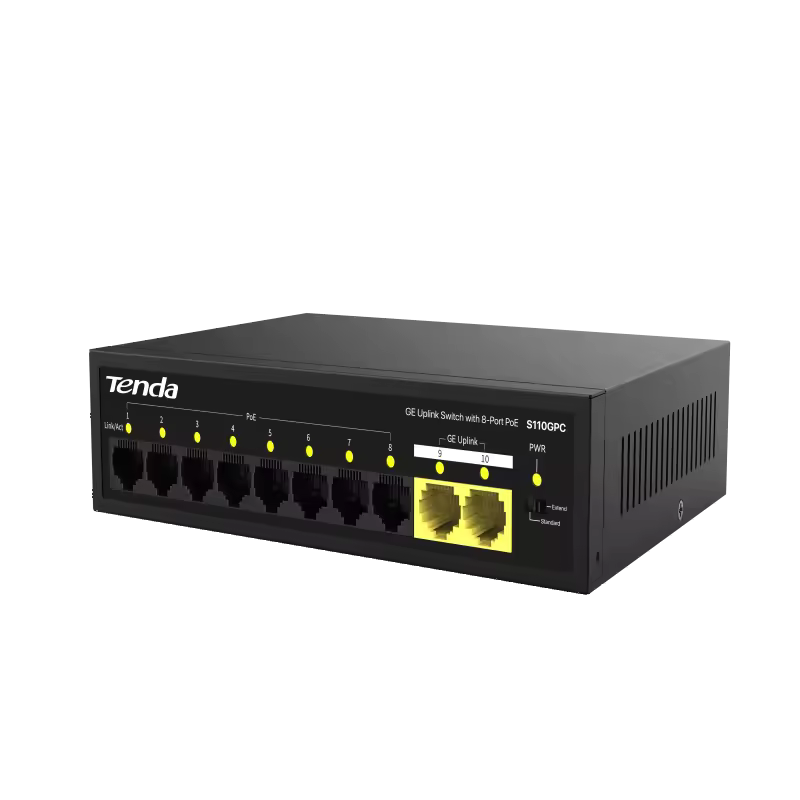 TENDA S110GPC 10-Port 1000M Lite PoE Switch 8-Port PoE